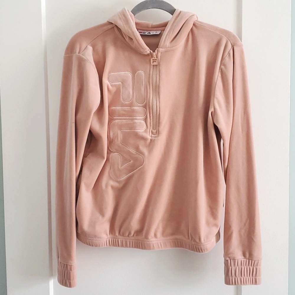NWOT Fila Velvet pink zip hoodie size small